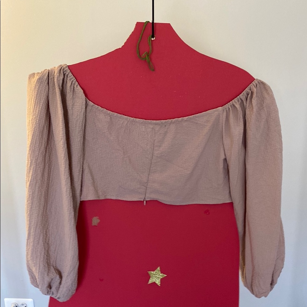 Tan Ruched Blouse - Picture 3 of 5